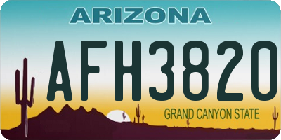 AZ license plate AFH3820