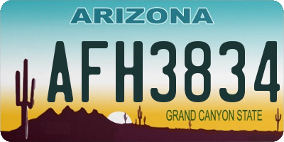 AZ license plate AFH3834