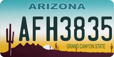 AZ license plate AFH3835