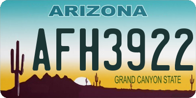 AZ license plate AFH3922