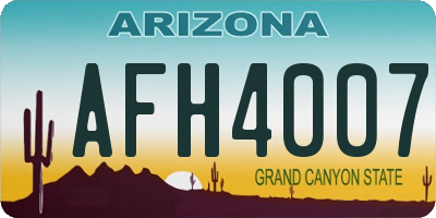 AZ license plate AFH4007