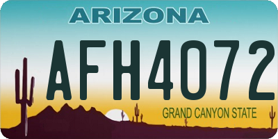 AZ license plate AFH4072