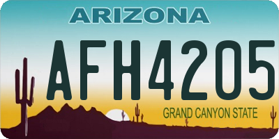 AZ license plate AFH4205