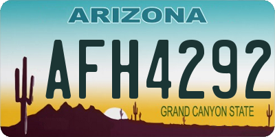 AZ license plate AFH4292