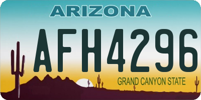 AZ license plate AFH4296