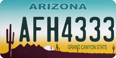 AZ license plate AFH4333