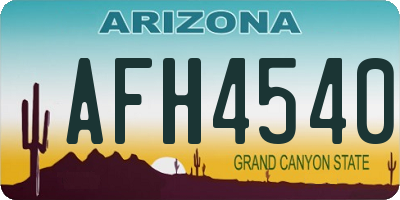 AZ license plate AFH4540