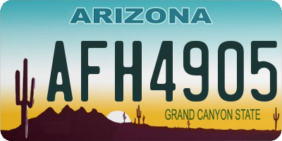 AZ license plate AFH4905