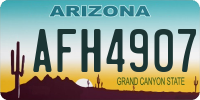 AZ license plate AFH4907