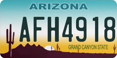 AZ license plate AFH4918