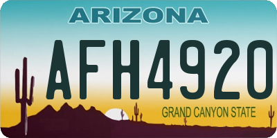 AZ license plate AFH4920