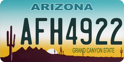 AZ license plate AFH4922