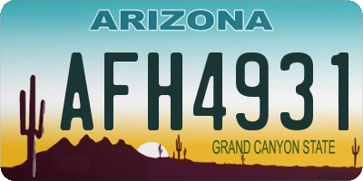 AZ license plate AFH4931