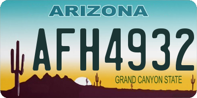 AZ license plate AFH4932