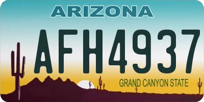 AZ license plate AFH4937