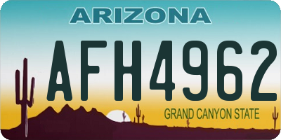 AZ license plate AFH4962