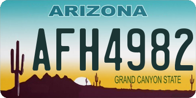 AZ license plate AFH4982