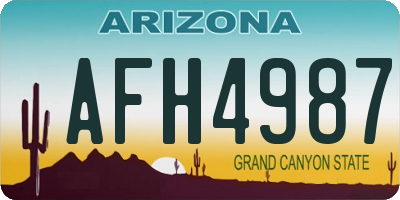 AZ license plate AFH4987