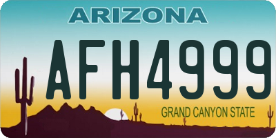 AZ license plate AFH4999