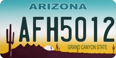 AZ license plate AFH5012