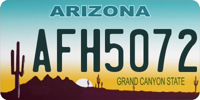 AZ license plate AFH5072