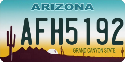 AZ license plate AFH5192