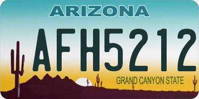 AZ license plate AFH5212