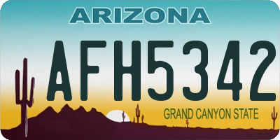 AZ license plate AFH5342