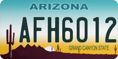 AZ license plate AFH6012