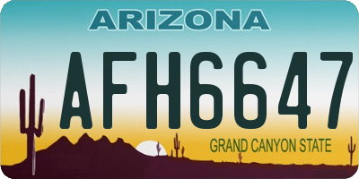 AZ license plate AFH6647