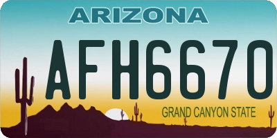 AZ license plate AFH6670
