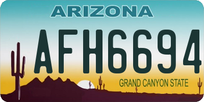 AZ license plate AFH6694