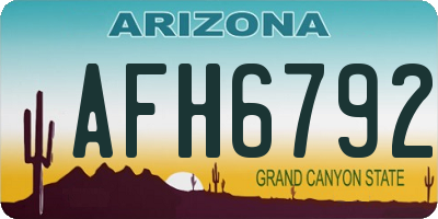 AZ license plate AFH6792