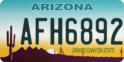AZ license plate AFH6892