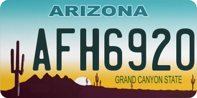 AZ license plate AFH6920