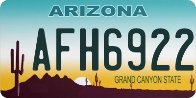 AZ license plate AFH6922