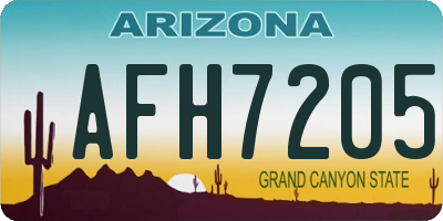 AZ license plate AFH7205