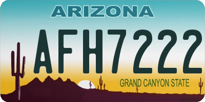 AZ license plate AFH7222