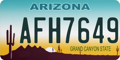AZ license plate AFH7649