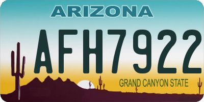 AZ license plate AFH7922