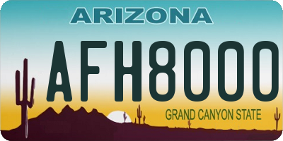 AZ license plate AFH8000