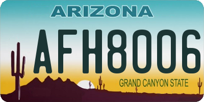 AZ license plate AFH8006