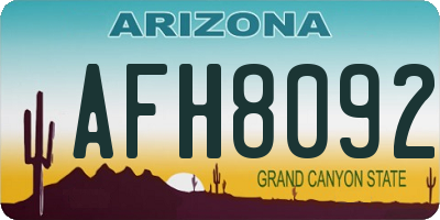 AZ license plate AFH8092