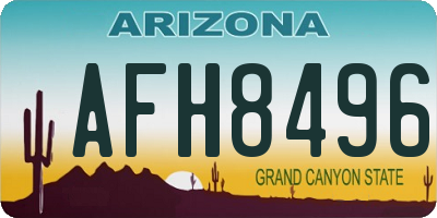 AZ license plate AFH8496