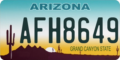 AZ license plate AFH8649