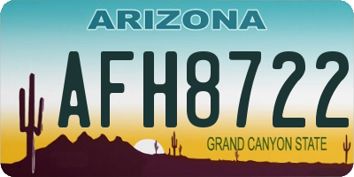 AZ license plate AFH8722