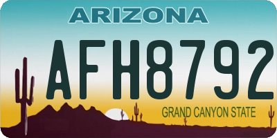 AZ license plate AFH8792