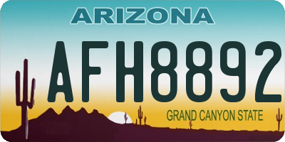 AZ license plate AFH8892