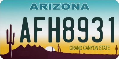AZ license plate AFH8931