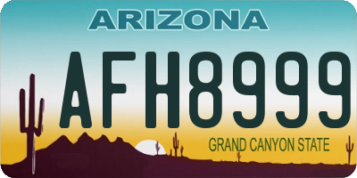 AZ license plate AFH8999